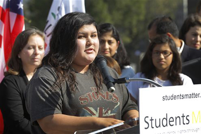 Raylene Monterroza, student plaintiff in Vergara v. State of California, at a press conference / AP Photo/Nick Ut