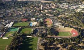 arial photo of stadium and athletic areas