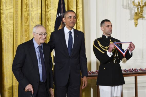Albert Bandura with President Barack Obama (Photo credit: Ryan K. Morris and the National Science & Technology Medals Foundation)