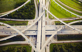 freeway interchange viewed from above