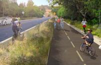 Rendering of the Stanford Perimeter Trail with bikers and pedestrians