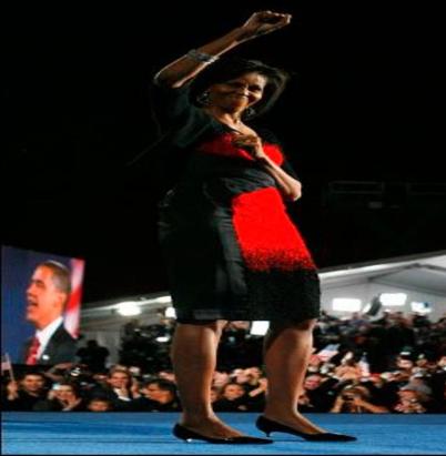 What did Michelle spill on her frock?