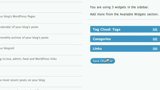 Displaying a list of links in your sidebar