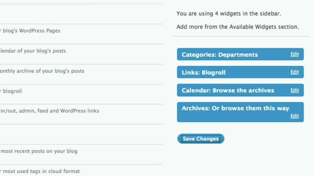 The Categories widget (pre-August 2009)