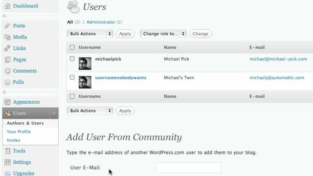 Adding users to your blog (or removing them)