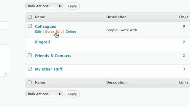 Organizing your links into categories