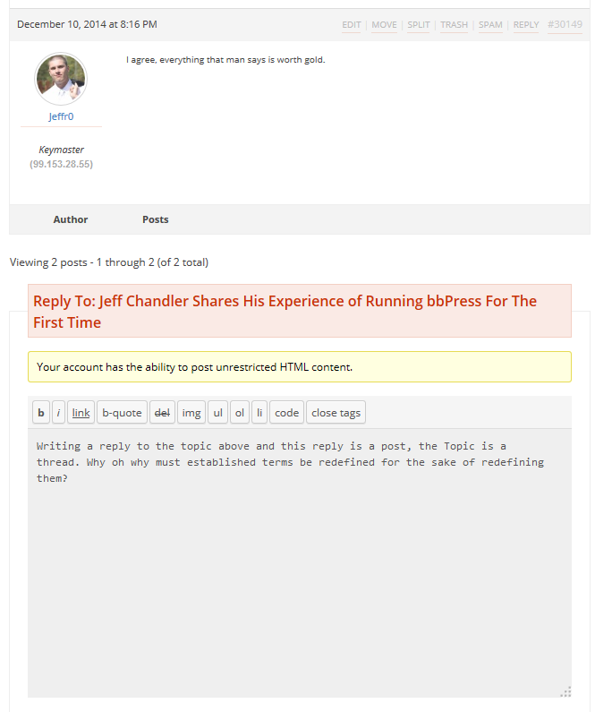 Replying to a Topic on The Frontend of bbPress