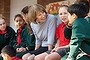 Gonski reforms must be implemented: Maxine McKew chatting with students at Our Lady of Mount Carmel School.