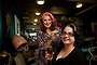 Rockabilly girls: Melina Mel Kesic (left) and Dame Claire Bowdler getting ready for the fifties fair at the Leopard Lounge hair salon, Newtown.