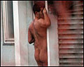 Embarrassed ... man trapped on balcony