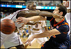 Ninth-seeded Virginia gave top-seeded Duke a game in the ACC tournament quarterfinals, but ultimately ended up losing, 57-46. Fourth-seeded Virginia Tech was upset by 12th-seeded Miami, 70-65. Maryland fell to Georgia Tech, 69-64. 