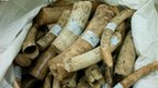 Bag of illegally poached elephant tusks