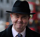 Private Eye editor Ian Hislop arrives at the Leveson inquiry.