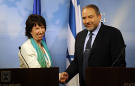 FM Liberman and EU High Rep Ashton in Jerusalem (Photo: Reuters)