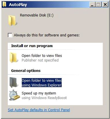  The option Open folder to view files — Publisher not specified was added by the worm.