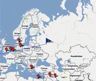 Map of Secretary Clinton trip to Moscow, Russia