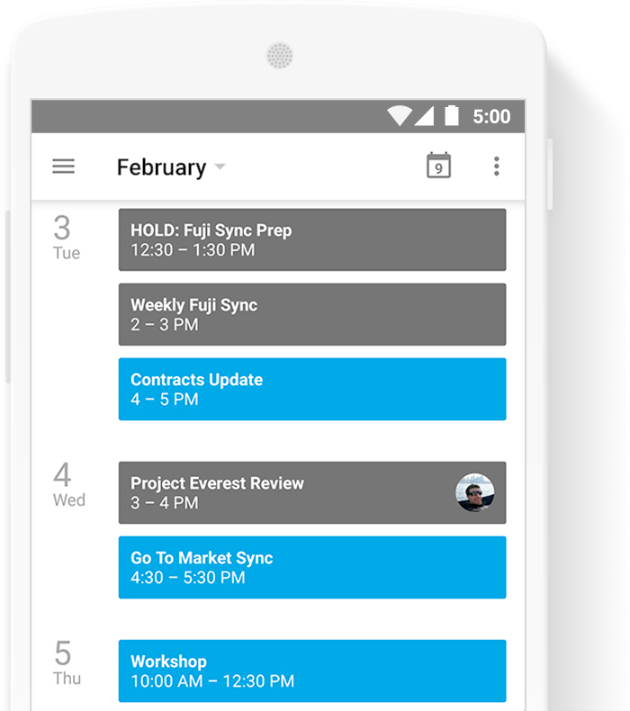 calendar product screenshot