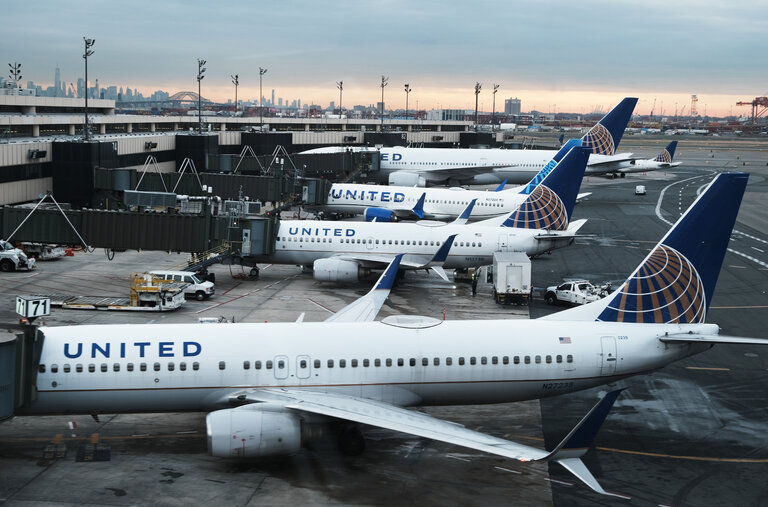 Aviones aparcados en el Aeropuerto Internacional de Newark la semana pasada