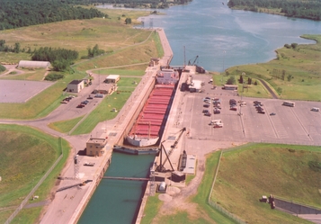 Ship going through the lock