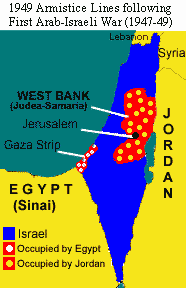 1949 Armistice Lines Following 1st Arab-Israeli War