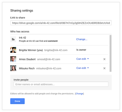 Google Drive for Work sharing and collaboration example