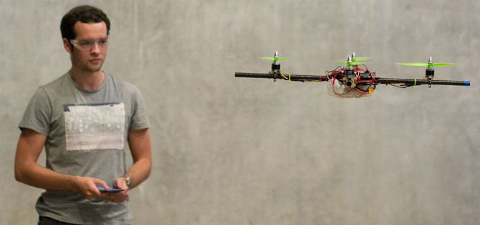 Student with quadcopter