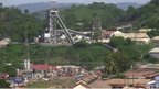 Aerial view of the town and mine in Obuasi, Ghana