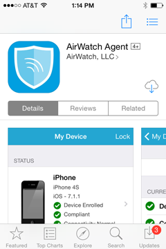 download the AirWatch application