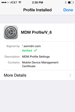 When you reach the screen saying Profile Installed, tap Done. 