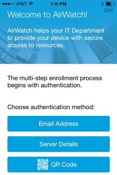 At the welcome screen, tap Email Address for your authentication method. 