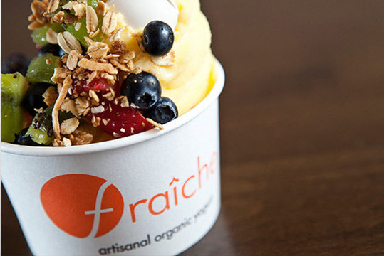 Fraiche yogurt cup with fruit and oats. 