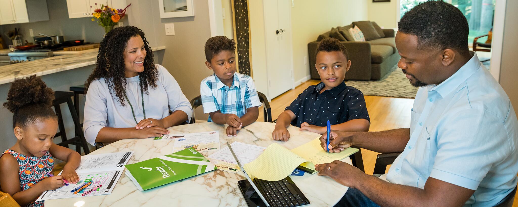 a family making an emergency plan