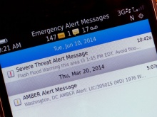 Wireless emergency alert displayed on a smartphone