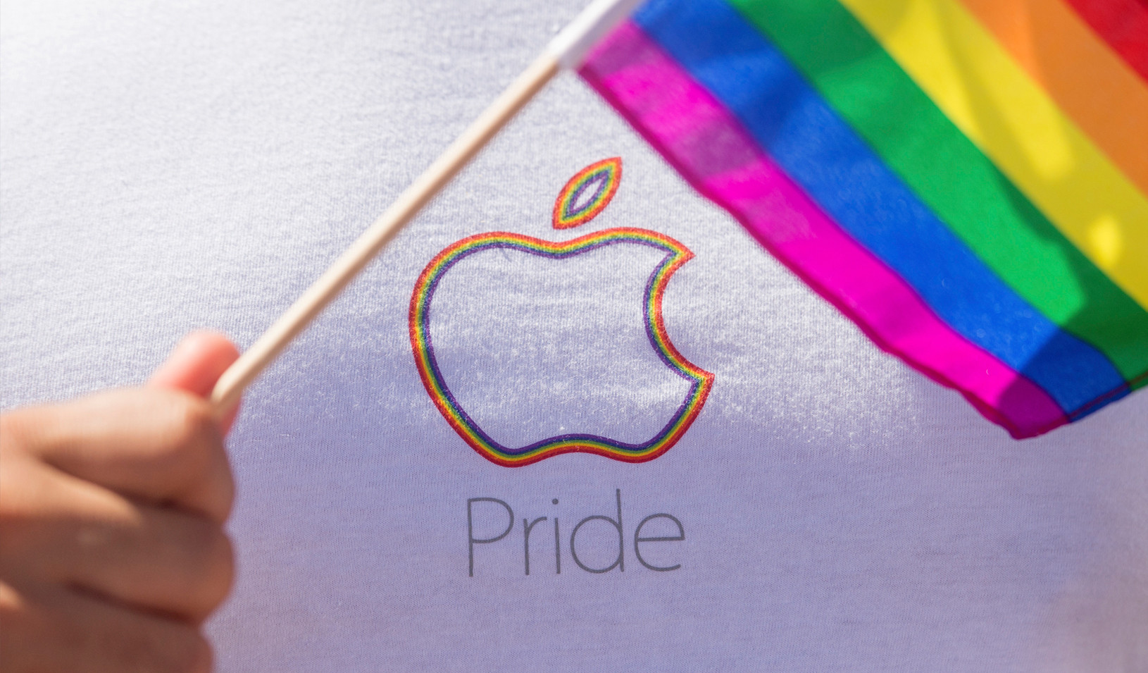 An Apple employee waves a rainbow flag before marching in the San Francisco Gay Pride Festival, 2014. (Reuters photo by Noah Berger)