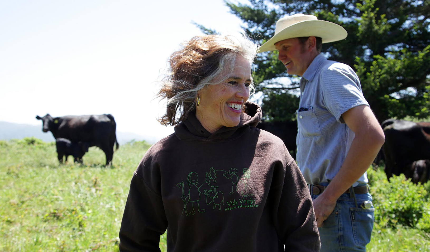 Kat Taylor and ranch manager Jeremiah Stent on the TomKat Ranch, in Pescadero, California. | Jim Wilson/The New York Times/Redux
