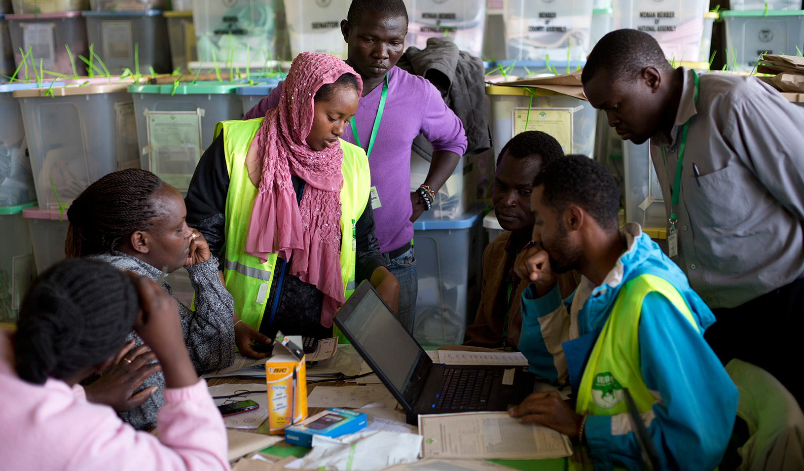  Officials at a vote-counting center in Nairobi, Kenya | Reuters/Karel Prinsloo