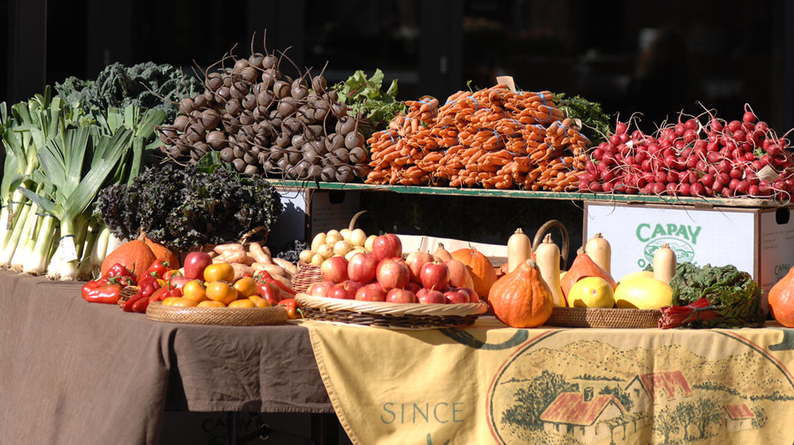 Capay vegetable stand in Town Hall