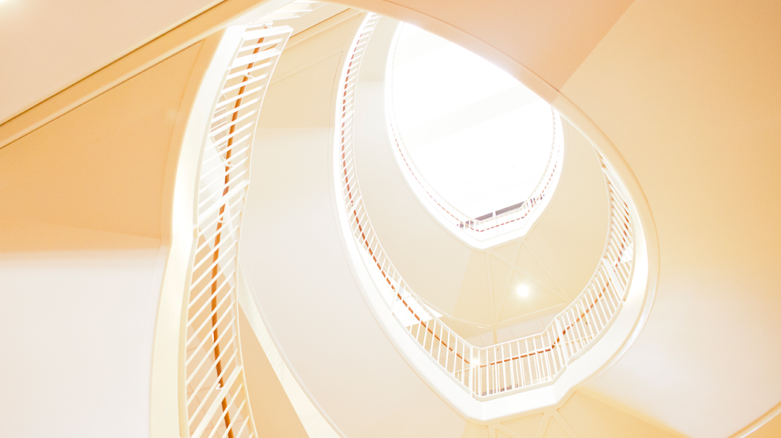 Library stairs in Bass Center