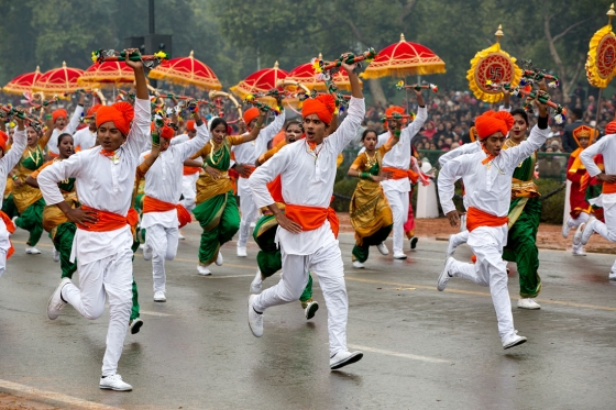 President Obama Views Indian Dancers in Republic Day Parade