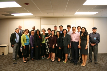 Senior Advisor Valerie Jarrett meets with AAPI community leaders at the International Community Health Services Clinic in Seattle, WA