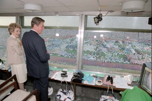 President Ronald Reagan and First Lady Nancy Reagan at the 1984 Summer Olympic Games