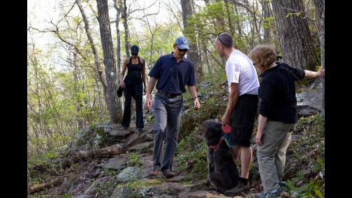 President Barack Obama and First Lady Michelle Obama hiking the Blue Ridge Parkway 
