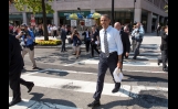 President Obama Walks Across 17th and Penn, After Grabbing Lunch
