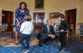 President Obama and First Lady Michelle Obama Greet Visitors in the Blue Room