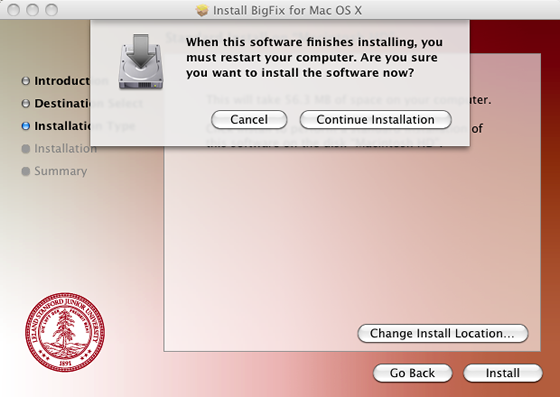 acknowledge that a restart is required after installation finishes