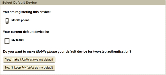 select whether or not to make your mobile phone your default device