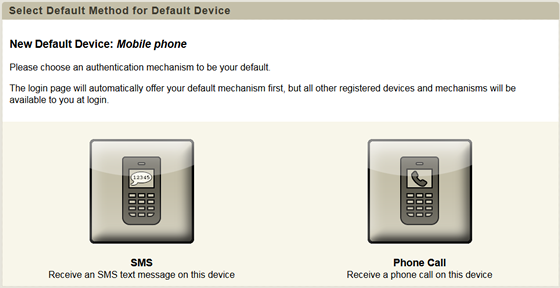 select a default method for your mobile phone