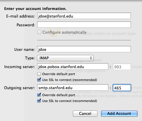 enter your account information