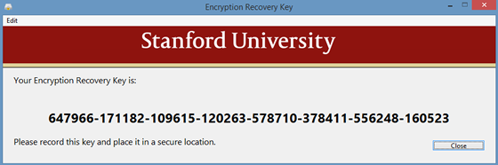 Encryption recovery key