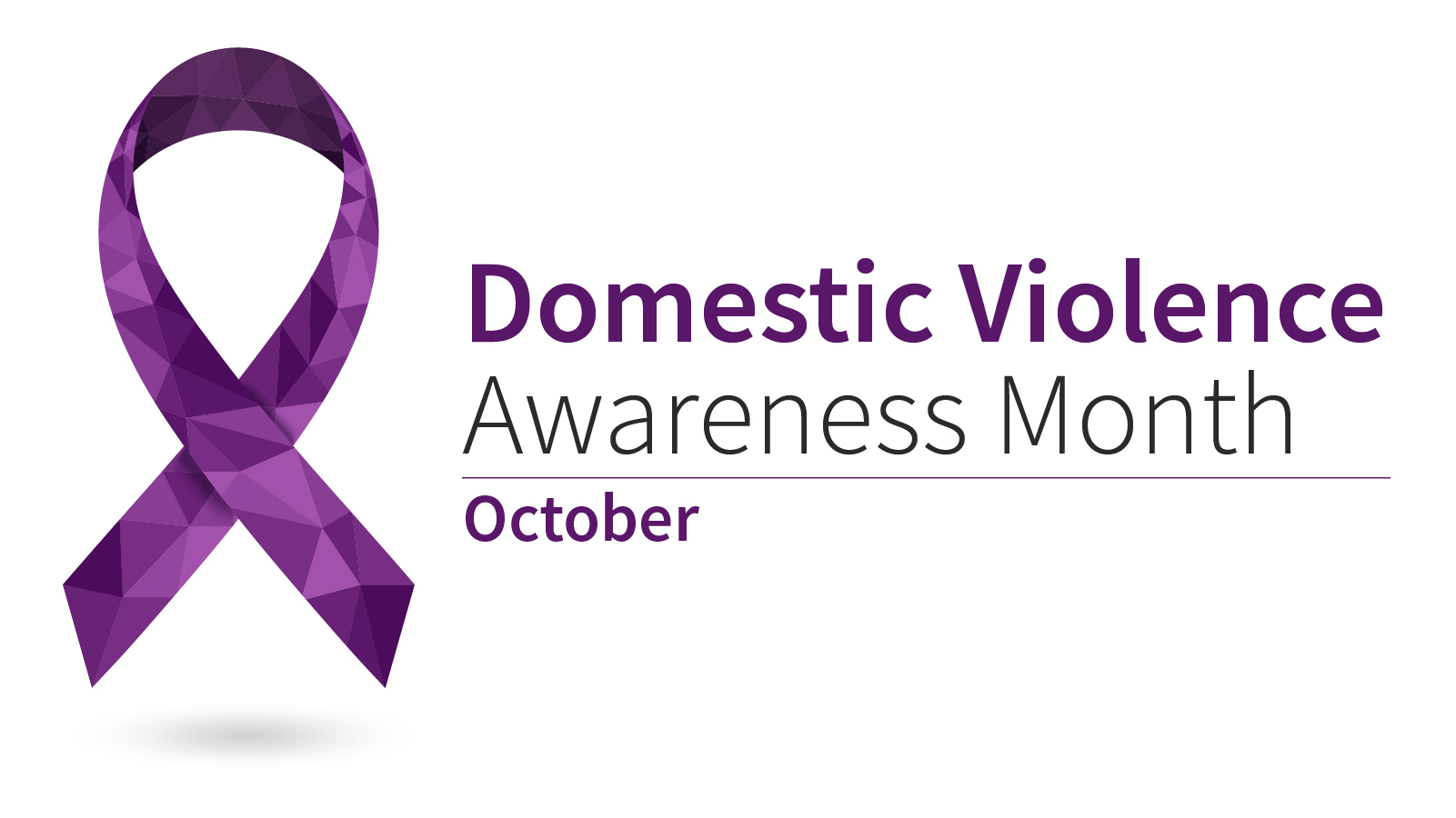 Graphic image of purple ribbon for October's Domestic Violence Awareness Month.